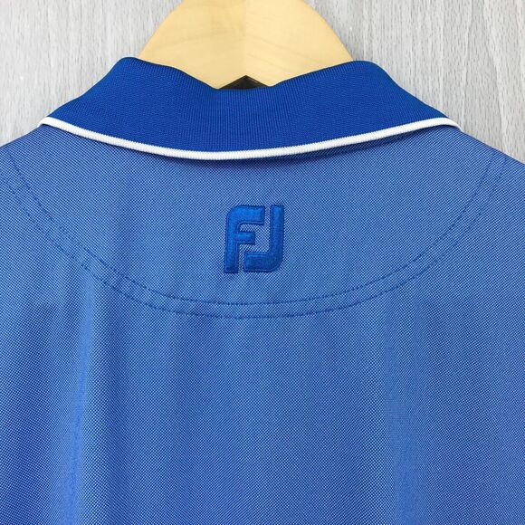 FJ Footjoy Golf Polo Shirt Men's‎ Medium Blue Performance Wicking Stretch - Picture 6 of 10